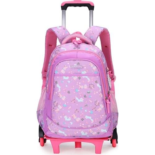 Wheeled Bag Child Waterproof Backpack Wheels Student School Bag Rolling Backpack Kids Trolley Bag for Girl School Backpack