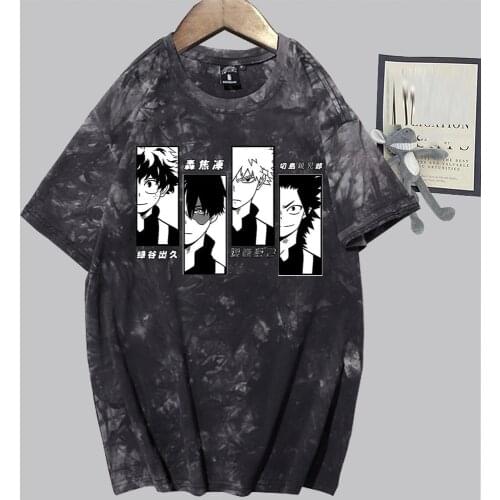 T-shirt Women Men My Hero Academia Bakugou Katsuki Kirishima Eijiro Todoroki Shoto Midoriya Izuku Tiedye Casual T-shirt