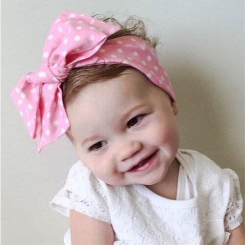 Headband Children DIY hair bands baby baby tiara bow hair accessories white polka dots turban