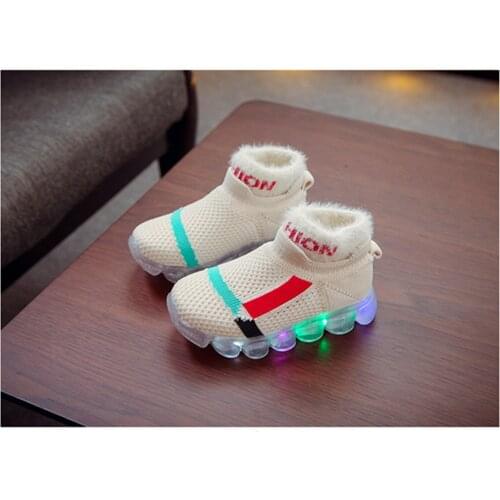 Cotton LED Light Shoes Boys And Girls Sneakers Light-up Shoes Sports Boots Socks Running Sneakers For Kids zapatilla niño