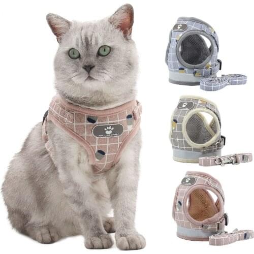 Cat Dog Adjustable Harness Vest Breathable Reflective Pet Leash Collar Set Puppy for Chihuahua Bulldog Cat Small Dog Accessories