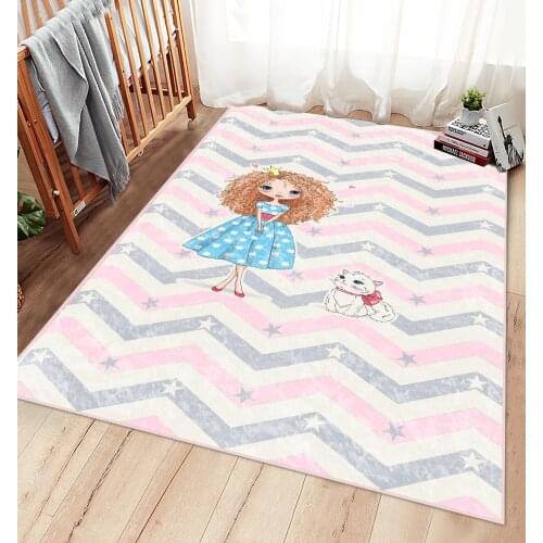 Princess figure carpet childrens room carpet play mat educational cloudy living room