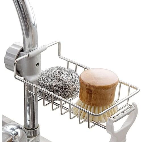 Creative Kitchen Faucet Tube Rack Storage Adjustment Kitchen Cleaning Kits Holder Steel Rack for Bathroom Faucet Shelves