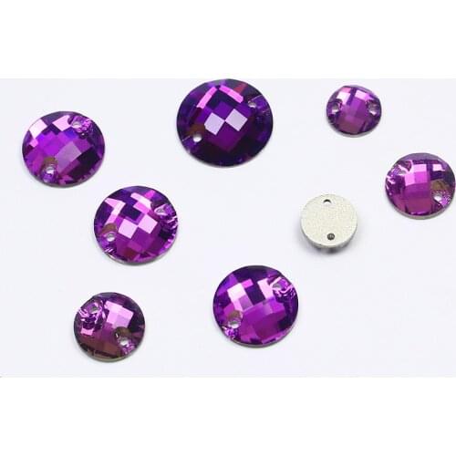 Round Shape Flatback Sew on Rhinestone Chessboard Sewing Diamond With Two Hole K5 Glass Glitter Gems for Clothes Dress DIY Craft