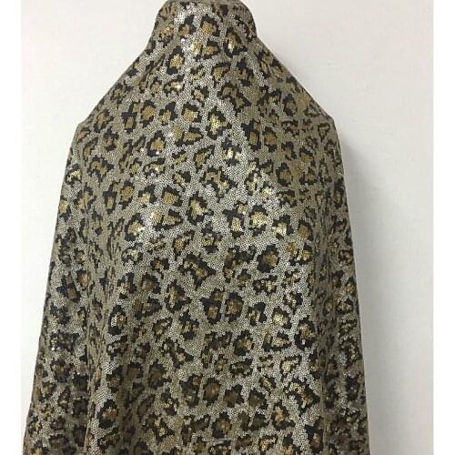 1Yard Sequins LACE Fabric Leopard Print Sequins Fabric breathable for night dress decoartion clothes accessory Q683