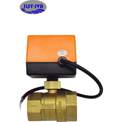 AC220V DN32(G1.2") brass switch type electric two-way valves,3 wires Motorized Ball Valve