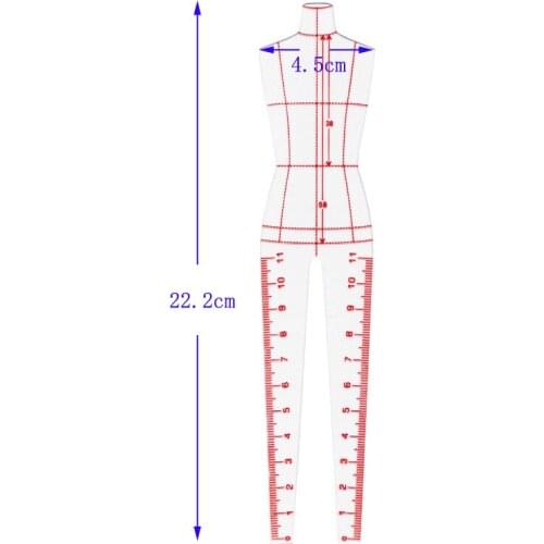 Fashion Ruler Fashion Line Sewing Ruler Drawing Human Dynamic Template for Cloth Rendering Costume Designer 22.2cm