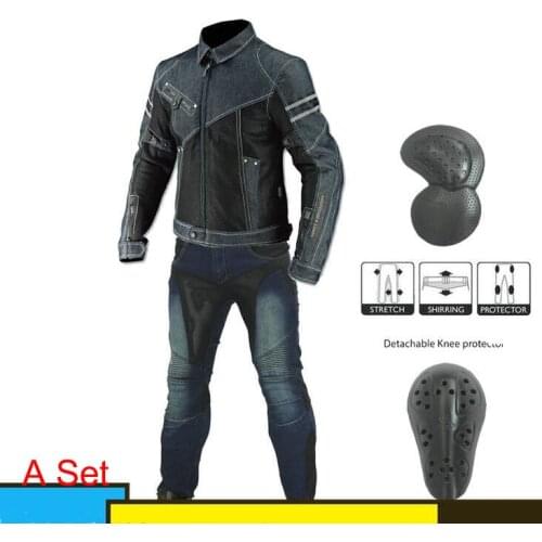 Motorcycle jersey summer motorcycle clothing suit mesh breathable anti-fall denim jacket motorcycle anti-fall pants