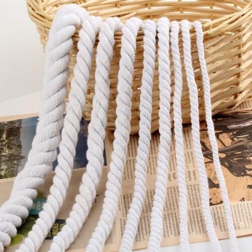 1 Meter Beige Cotton Three Twisted Rope String Cords Twine Sash Craft 4mm-20mm Cotton Thick Cords For Handmade Decorative