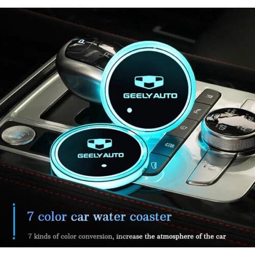 Luminous Car Cup Coaster Holder Led Atmosphere Light For Geely Atlas Coolray Boyue NL3 Emgrand X7 EX7 SUV GT GC9 Car Accessories