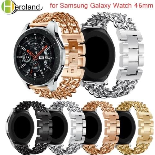 Watchband Luxury Denim chain strap Stainless Steel Watch Band Replacement Strap For Samsung Galaxy Watch 46mm band strap black