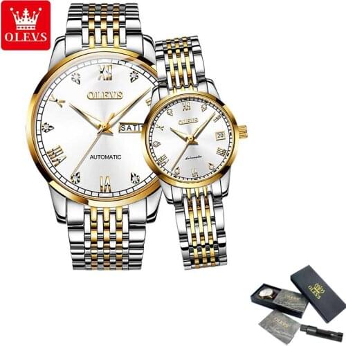 OLESV Top Brand Luxury Couple Watch For Lovers 3Bar Waterproof Date Clock Couple Watches Pair Men and Women Montre couple