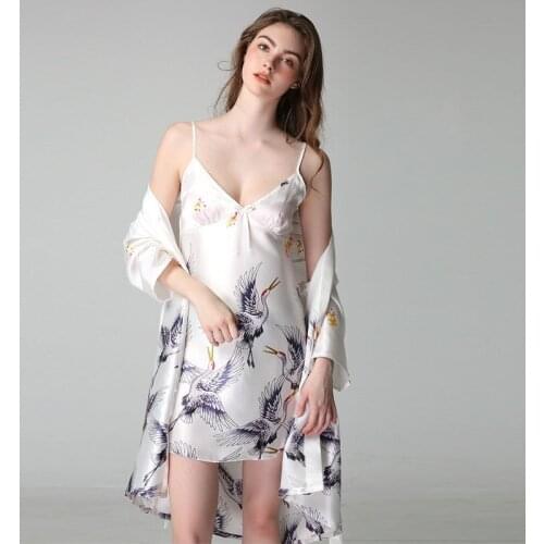 Sanderala Sexy Womens Pajamas Robe & Dress Sleepwear Plus Size High Quality Lingerie Nightgown Sleeveless Nighty Sets Pajama