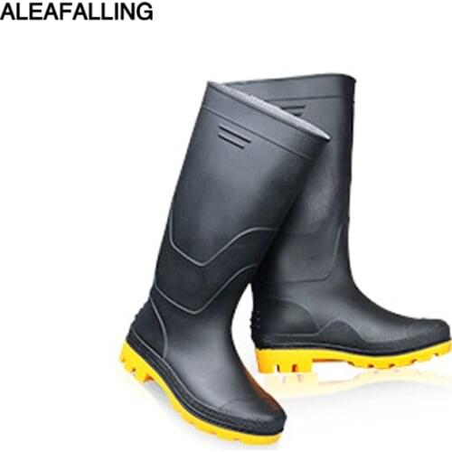 Aleafalling New Thicken Waterproof Rain Boots Winter Shoes Men Rain Boys Water Rubber High Tube Black Boots Slip On Botas M83
