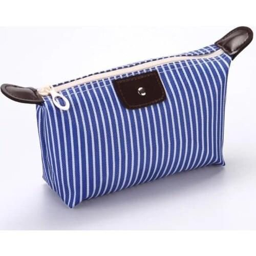 Cute Stripe Cosmetic Bag For Women Travel Toiletries Organizer Makeup Bags Waterproof Female Storage Makeup Case Pouch