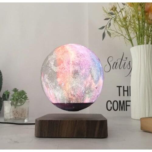 LED Night Light Floating Creative Touch Magnetic Levitation 3D Colorful Moon Light Rotating Moon Floating Holiday Gift Light