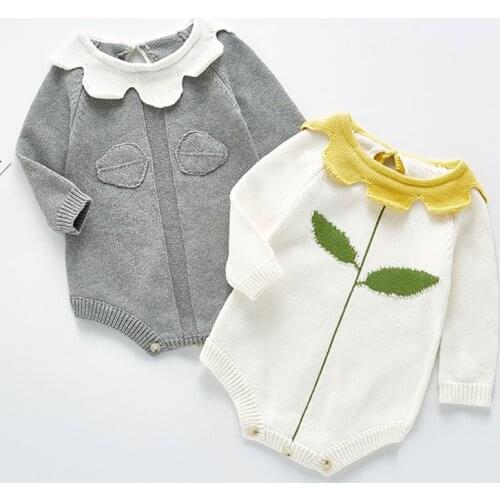 Knitted Baby Clothes Autumn Winter Newborn Bodysuit Long Sleeve Cotton Infant Baby Girl Jumpsuit Infant Boys Bodysuit Sweater