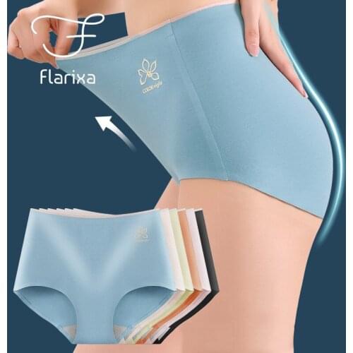 Flarixa High Waist Womens Panties Seamless Invisible Cotton Briefs Antibacterial Crotch Abdomen Large Size Breathable Underwear
