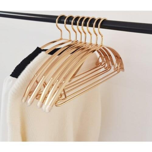 10PCS/LOT 42CM Aluminum Alloy Household Metal Garment HangerDeformation Resistant Semi Circular Arc Drying Clothes Hangers