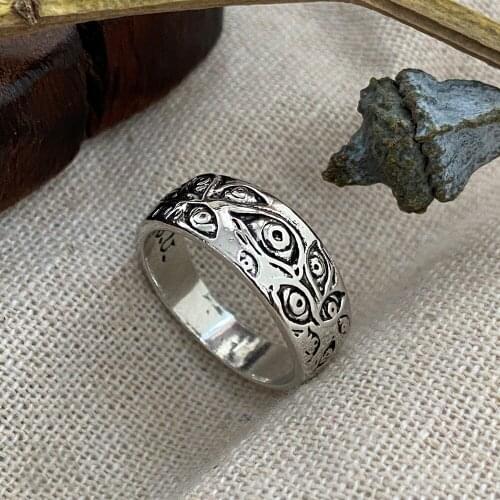 Vintage Punk Carved Eyes Mens Ring Finger Jewelry Hip Hop Rock Culture Ring Unisex Women Male Party Metal Rings Accessories