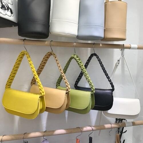 Vintage Underarm Bags For Women Twist Woven Shoulder Bag 2021 New Casual Female Shopping Handbags Solid Color French Armpit Bag