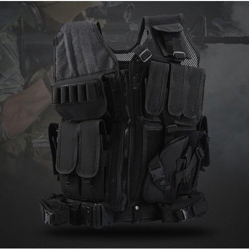 Outdoor Military Mesh Breathable Multi Pocket Tactical Vest Combat Equipment Hiking Wild Survival Training Protective Belt
