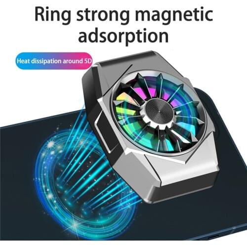 X11 Air-cooled Magnetic Mobile Phone Radiator Game Cooler System Cooling Fan Snap-in USB Universal 5D Heat Radiator Black 1pcs