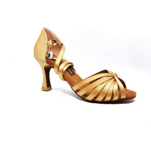 Woman Gold Dance Shoes High Quality Genuine Leather Sole Hand Ma