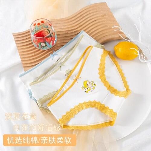 Girls Cartoon Printed Pure Cotton Womens Underwear Simple Sweet Comfortable Traceless Breathable Cotton Antibacterial Briefs