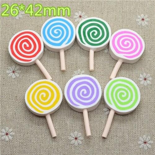 10PCS Polymer Cay Lollipop Miniatures,Party Cake Decoration Toppers,Dollhouse D.I.Y Crafting Embellishments 26*42mm
