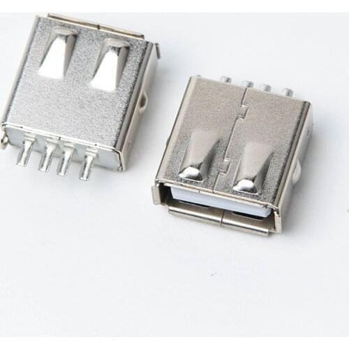 100PCS USB Female Socket A Female Wire Type With Tinplate Socket Power Charging Connector