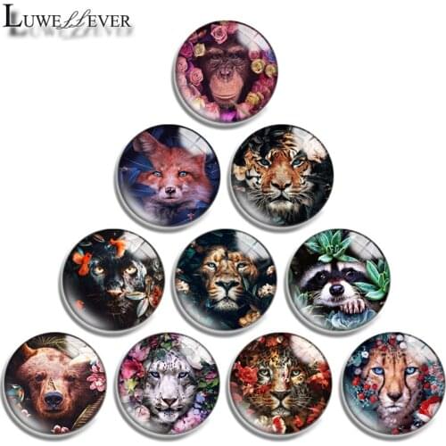 12mm 10mm 16mm 20mm 25mm 30mm 644 Flower Animal Mix Round Glass Cabochon Jewelry Finding 18mm Snap Button Charm Bracelet