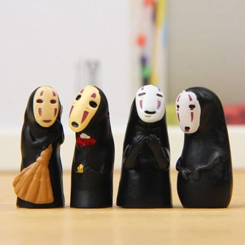 4PCS/Set Kawaii Spirited Away No Face Man PVC Action Figure Model Toys Cute Anime No Face Ghost Character Collection Dolls Toy