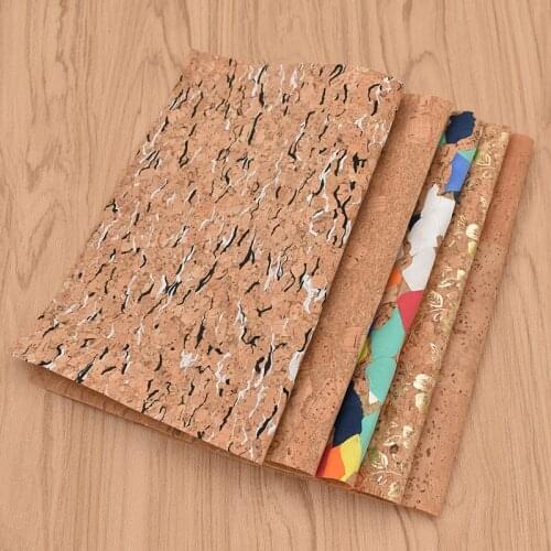 A4 Colorful Flowers Natural Soft Cork Fabric For DIY Sewing Clothing Patchwork Cloth Accessories Materials