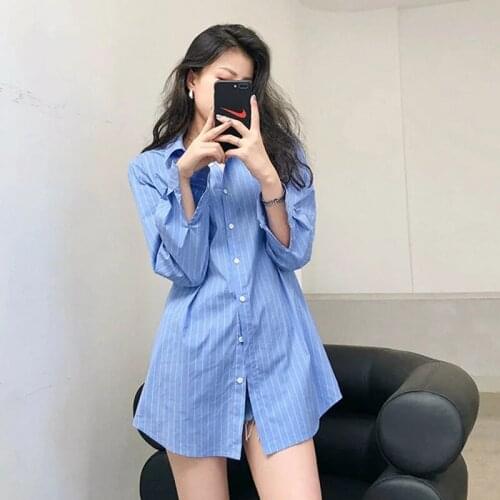 Женские рубашки в полоску Aqoia China At AliExpress