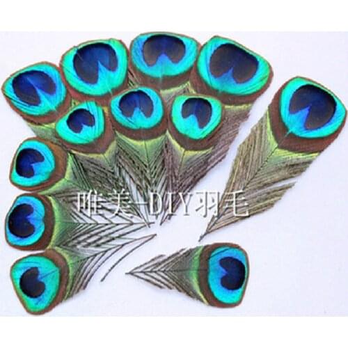 Free Shipping 100pcs a pack real Peacock Feather Trimmed peacock eye costumes sewing Hat wedding Decorative 8-12cm