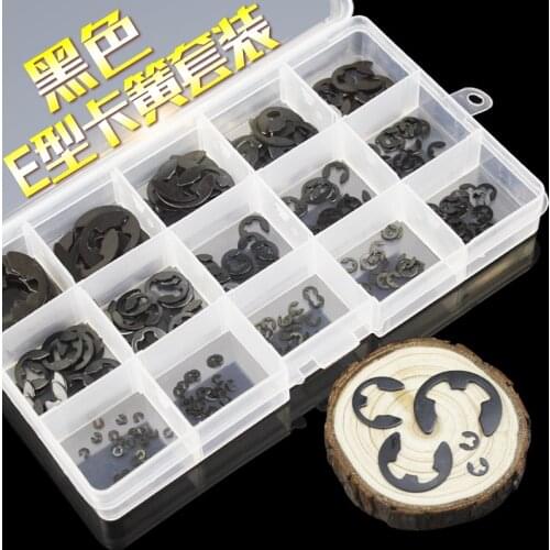 Free shipping 225PCS Stainless Steel E-Clip Assortment Kit Circlip E-type e-card retainer snap ring snap ring M1-M15