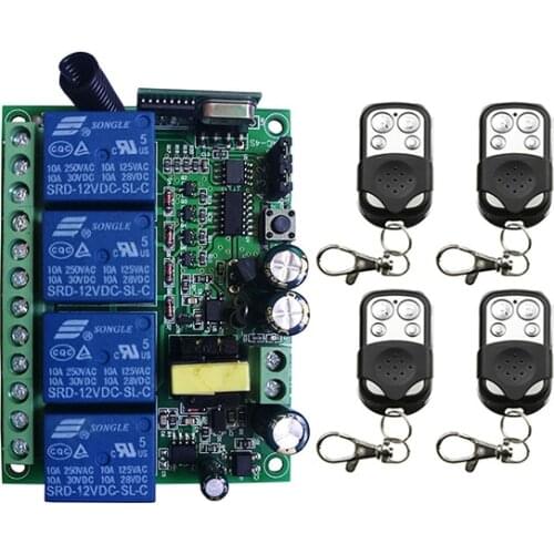 AC110V 220V 230V 4CH 4 CH Radio Controller RF Wireless Push Remote Control Switch Transmitter+Receiver garage door/window/lamp