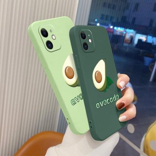 English Avocado Lens Case For iPhone 12 Pro Max Mini 11 Pro Max Soft Phone Cover For X XR XS MAX SE2020 8 7 6 6S Plus Case Coque