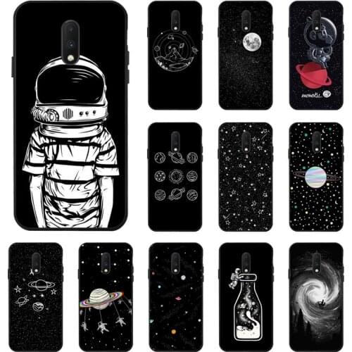 Space Moon Astronaut Case For OnePlus 7 8 Pro 7T Nord Case Coque Black Painted Phone Cases For One Plus 7 7T Pro 6 6T 7Pro Cover