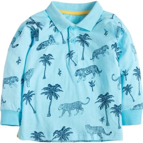 Children Brand Baby Girl Fall Clothes Autumn Toddler Cotton Long Sleeve Tree Animal Print Tiger T Shirt for Kids 2-7 Years