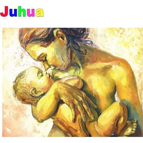 DIY diamond Painting Mom And Baby Hand Painted Oil Painting 5D cross stitch embroidery square/round packing diamond kits