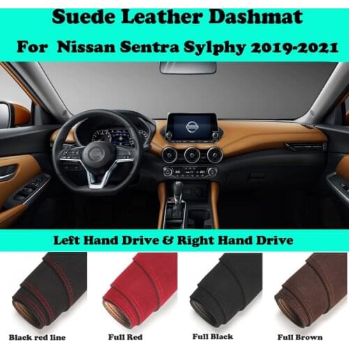 For Nissan Sentra Sylphy 2019 2020 4th Suede Leather Dashmat Dashboard Cover Pad Dash Mat Car-Styling Carpet Accessories LHD RHD