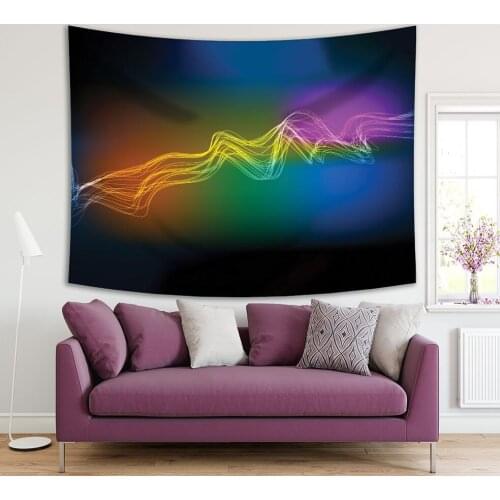 Tapestry Bright Lines in A Rippling Curvy Wavy Pattern Against Colorful Background Artwork Printed Orange Green Blue Pink