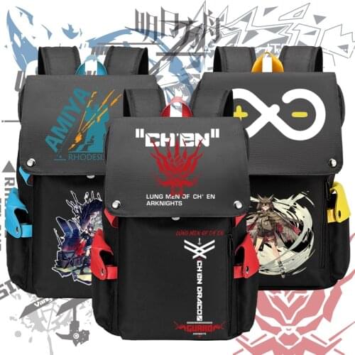 Game Arknights Cosplay Unisex USB Charging Port Bookbag Backpack Students School Bag Travel Laptop Rucksack Fashion Outdoor Gift