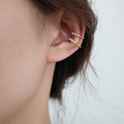 Exquisite S925 Sterling Silver Pearl Clip Earrings C Shape Cuff Hexagram Clip Earring Star No piercing-Clip Ear Jewelry