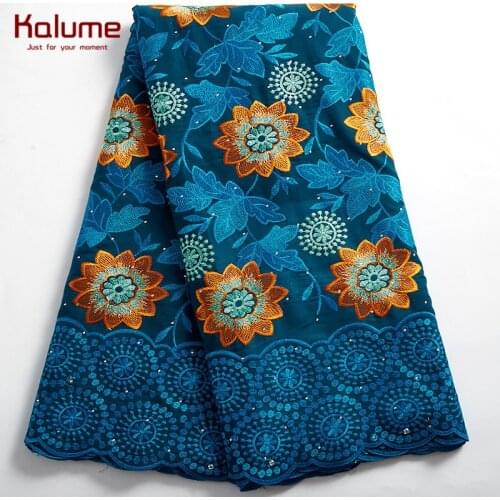 Kalume African Swiss Voile Lace Fabric 2021 Nigerian Cotton Lace Fabric Embroidery 5 Yard Swiss Lace For Party DIY Dress F2491