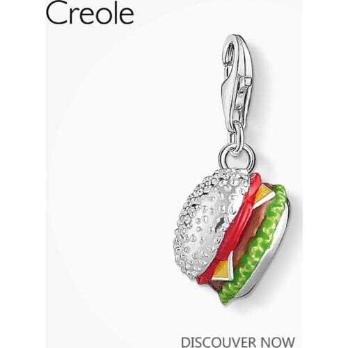 Colourful Cheeseburger Charm Pendant,2019 Winter Fashion Brand New Trendy Jewelry Real 925 Sterling Silver Gift for Women Men
