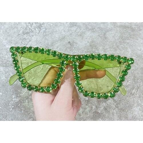 Square Rhinestones Sunglasses Women acetate Frame Cat Eye Sun Glasses for female Crystal Shades For Women Glasses Eyewear Oculos