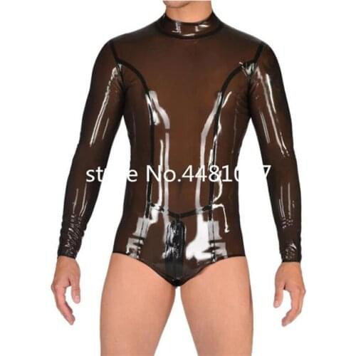 Latex Catsuit without Socks Handmade Bodysuit Rubber Jumpsuit Club Wear Costumes with Crotch Zip Men Cosplay Costumes